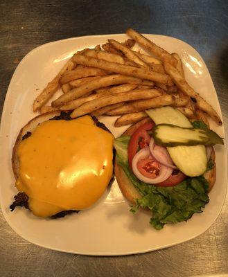 The TME Burger with fries or change to any of our other 8 sides