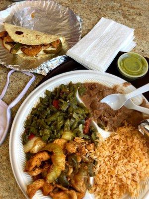 Quesadilla and variety plate.