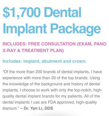 Most Affordable $1,700 Dental Implant Package