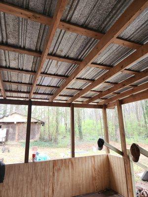 Unfinished patio roof