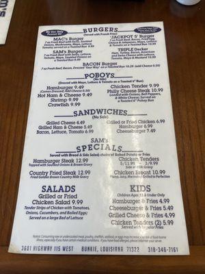 menu