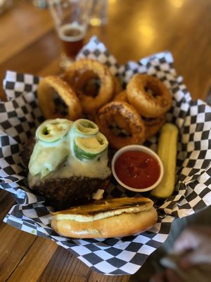 Burger with jalapeños