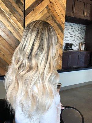 Beautiful balayage with a root smudge and sealed it off with a balance and shiny glaze..