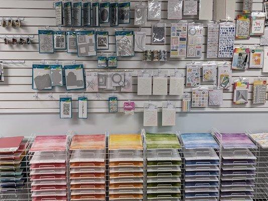 Large selection of paper crafting supplies.