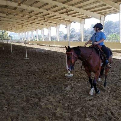 Practicing pole bending