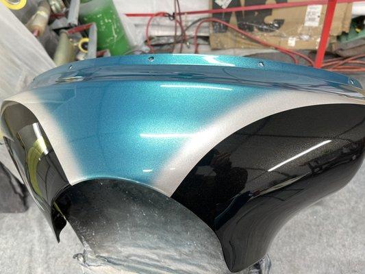 Custom painted front fairing for Harley