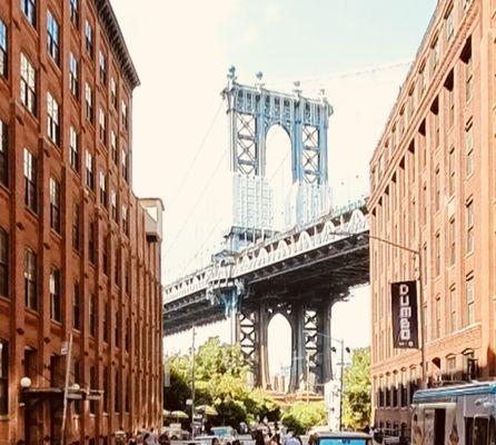 Manhattan Bridge View from DUMBO area in Brooklyn, NY