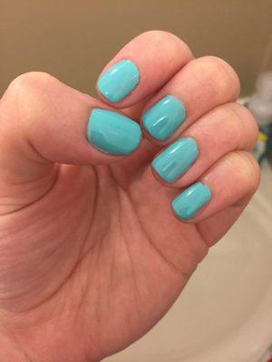 Gel manicure on natural nails, love the color