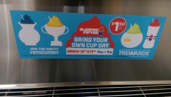 It's back this year, fill your own cup for 1.50! Get ready to see some interesting things used as "cups"!