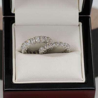 Natural Round and Oval Diamond Eternity Bands Set In Platinum