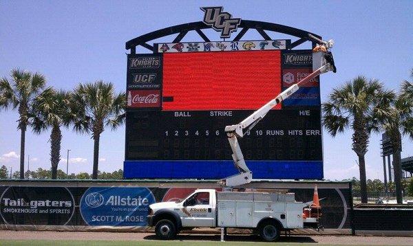 Working on a Digital Scoreboard Sign at UCF - K&K Electric, Inc.