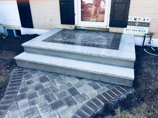 Granite steps paver platform