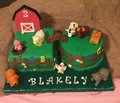 Farm animal theme cakes we made for a 2 year olds birthday.