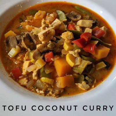 Vegan Tofu Coconut Curry Soup