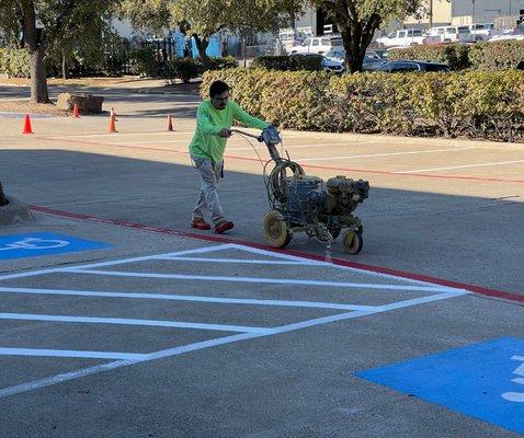 Parking lot striping project.