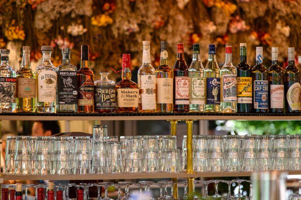 Some of the whiskies and aperitifs at the well-stocked bar.