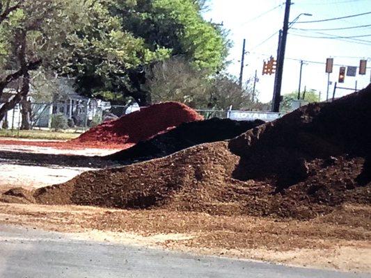 Red mulch Black mulch Crushed granite