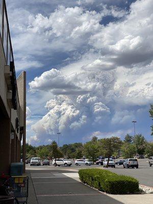 Storm clouds & fire smoke.