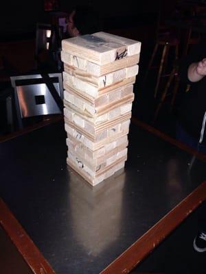 Playing life size jenga.