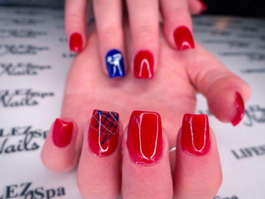 Acrylic full set July 4th nails.