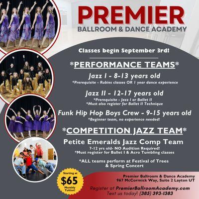 Ready to perform on stage? Come try out a performance team!