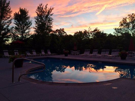 Beautiful evening by the pool.