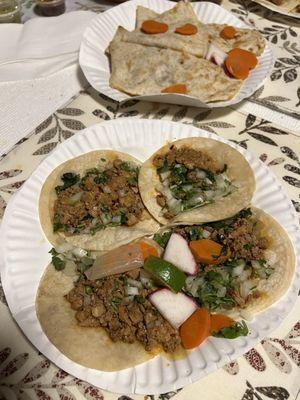 Chicken Quesadilla (top) and Chicken Tacos (bottom)