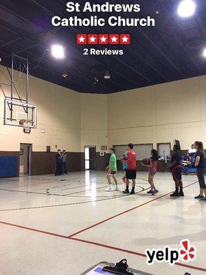 2/3/18 Getting ready for a Knights of Columbus District 26 basketball free throw competition.