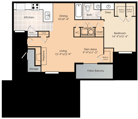 One Bedroom Deluxe includes fireplace, den, and washer dryer connections.