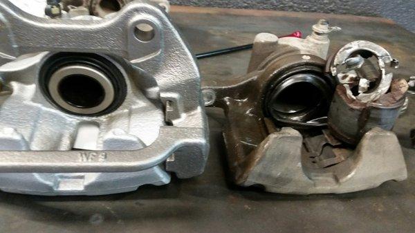 The difference in my brake parts the old broken and new.