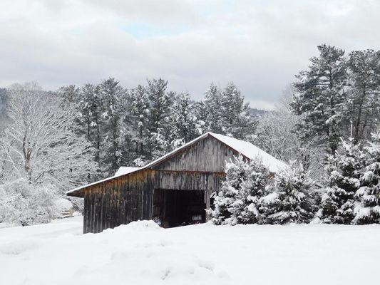 Barn Late Snow Above Mill March 2019