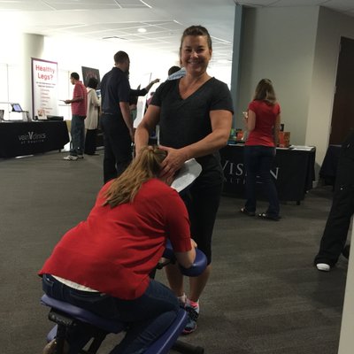 Chair massage at the Navistar health fair