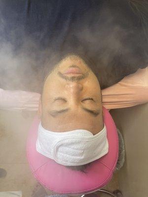 Hot steam facial!