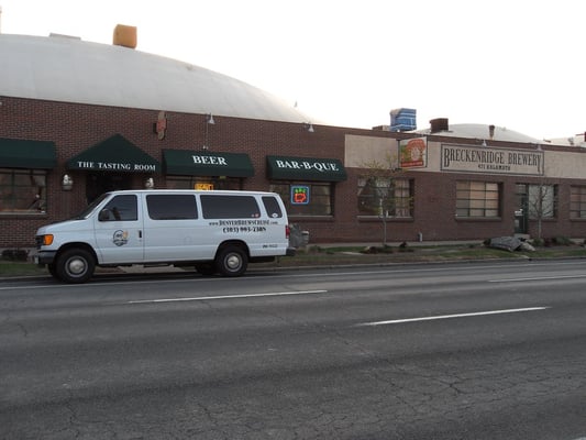 Denver Brews Cruise van in front of Breckenridge Brewery