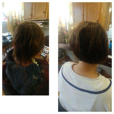 Before and after. I wanted a short stylish cut and this is exactly what I wanted.