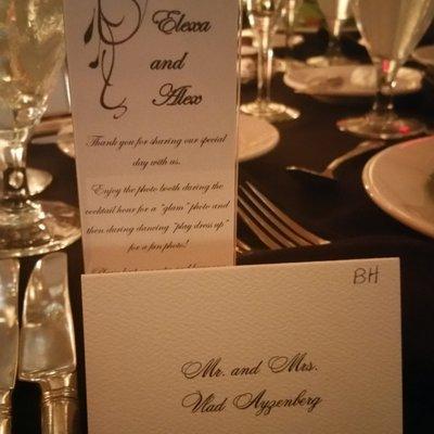 Aww, finally a placard with our married name. Congratulations Elexa and Alex!!