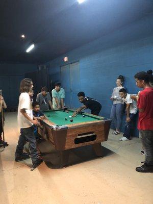 We have 3 pool tables  2 for the kids and one for adults only