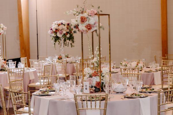 Real Life Wedding - Guest Table Florals @ River View @ Occoquan VA