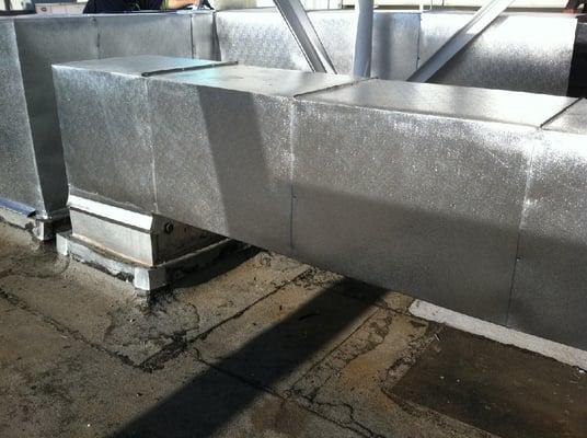 Armaflex Insulation & Aluminum Jacket Installed on Supply & Return Air Duct.