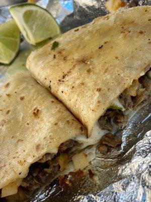 Quesadilla with Steak, onions, cilantro and Steph's homemade Chipotle salsa