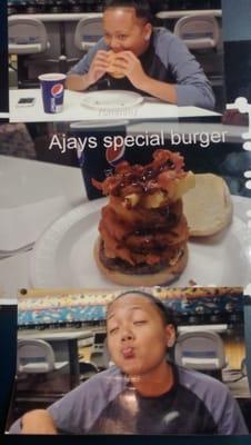 Come try AJay's special mountain high burger