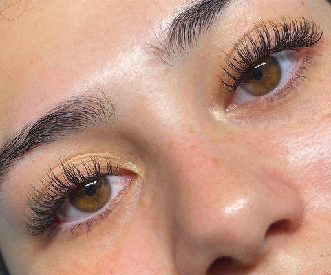 Classic eyelash extensions in the open eye shape