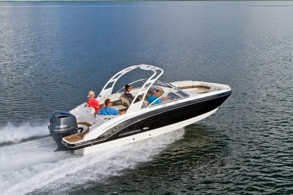 Yes, Chaparral has an outboard!  300 Yamaha on the 25 foot Chaparral Suncoaster.