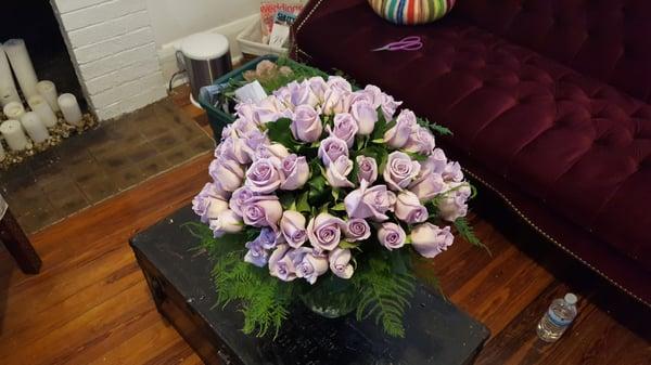 125 lavendar roses for someone very special.