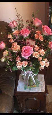 Second photo- lovely rose arrangement for my family that's 400 miles away from me on Valentine's Day!