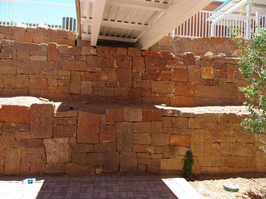 Rock retaining walls at St. John's College in Santa Fe.