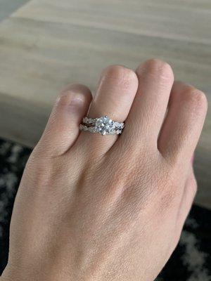 Resized engagement ring and custom wedding band