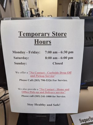 Temporary store hours