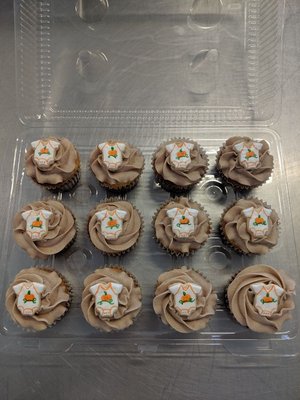 Apple pie- filled cupcake with cinnamon butter cream frosting.