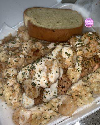 shrimp alfredo and salmon